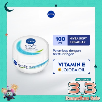 NIVEA Nivea Soft Jar 100mL - Pelembab Kulit Wajah & Tubuh Tekstur Ringan