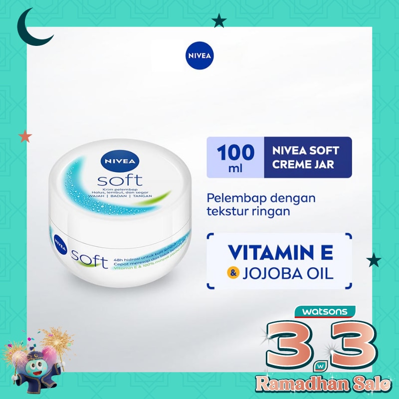 Nivea Soft Jar 100mL - Pelembab Kulit Wajah & Tubuh Tekstur Ringan