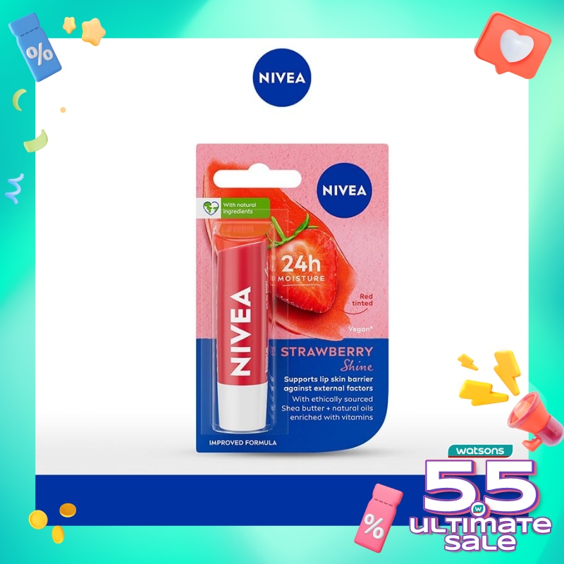 Promo Harga Nivea Lip Balm Strawberry Shine 4 gr - Watsons
