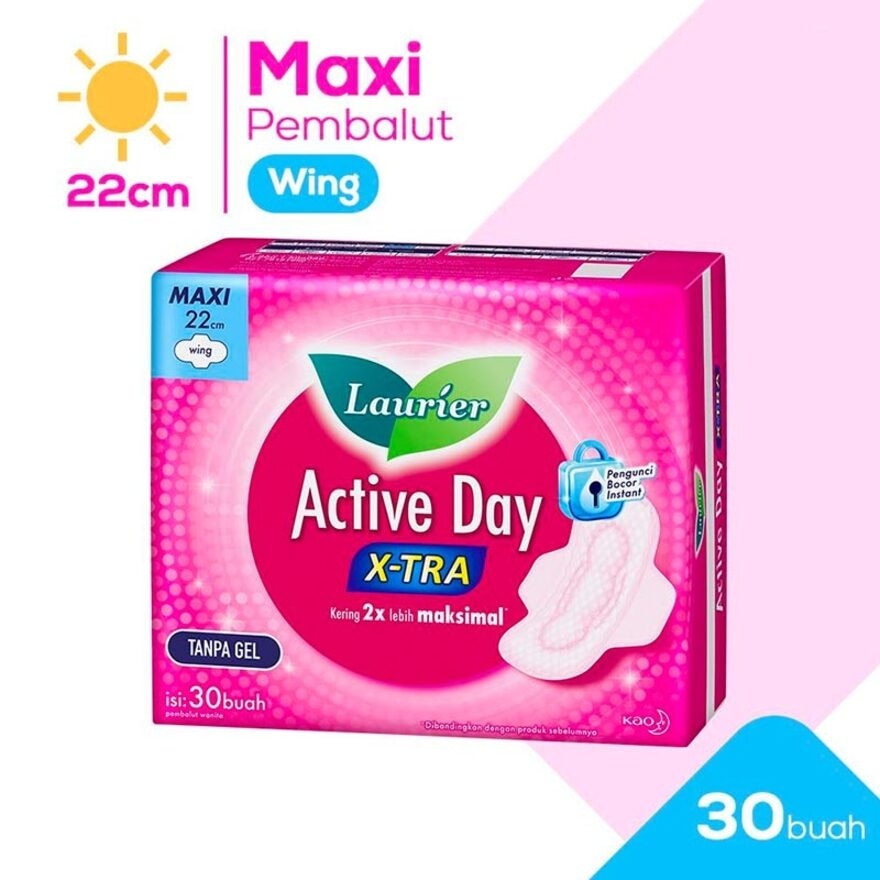 Promo Harga Laurier Active Day X-TRA Wing 22cm 30 pcs - Watsons