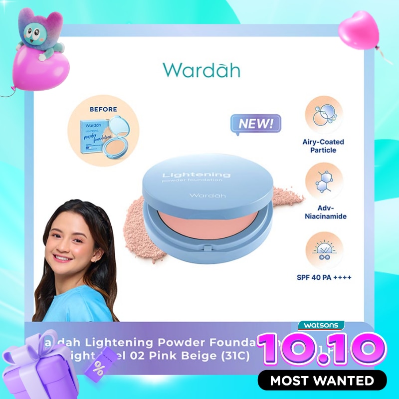 Wardah Lightening Powder Foundation Light Feel 02 Pink Beige (31C) 12g image