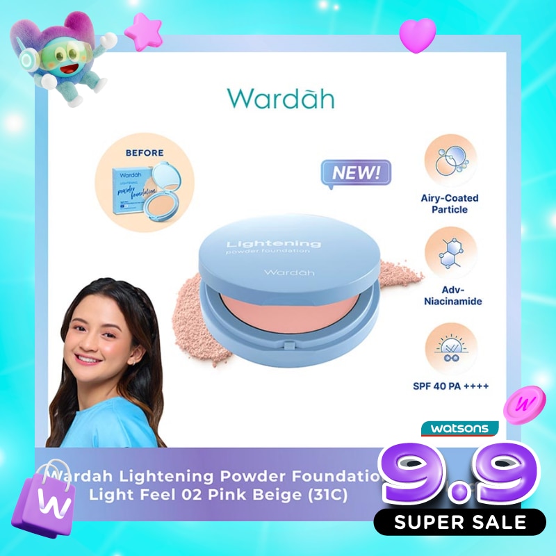 Wardah Lightening Powder Foundation Light Feel 02 Pink Beige (31C) 12g image