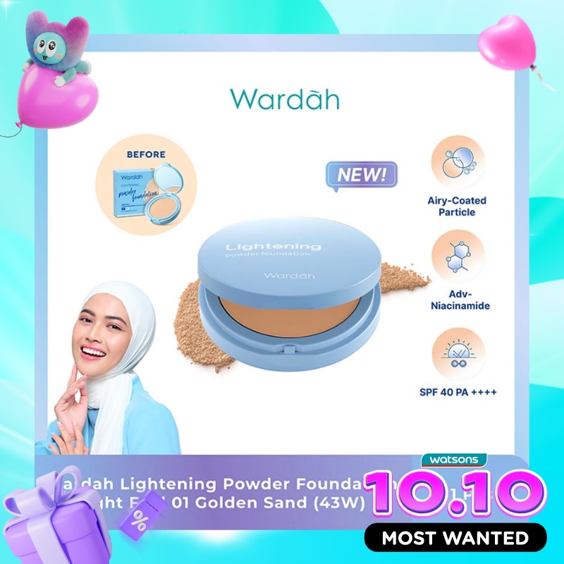 Wardah Lightening Powder Foundation Light Feel 01 Golden Sand (43W) 12g image