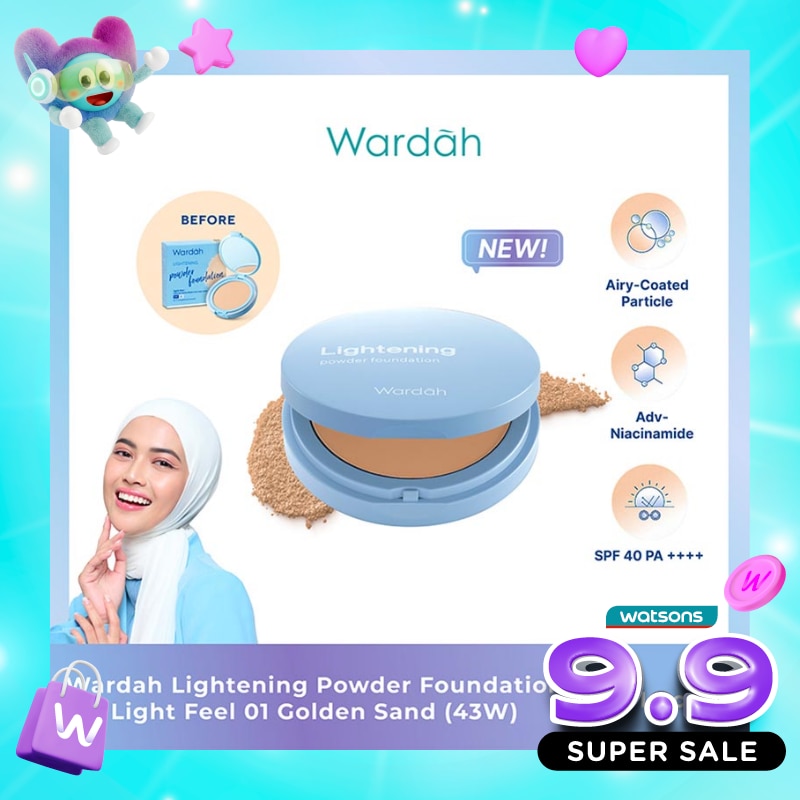 Wardah Lightening Powder Foundation Light Feel 01 Golden Sand (43W) 12g image