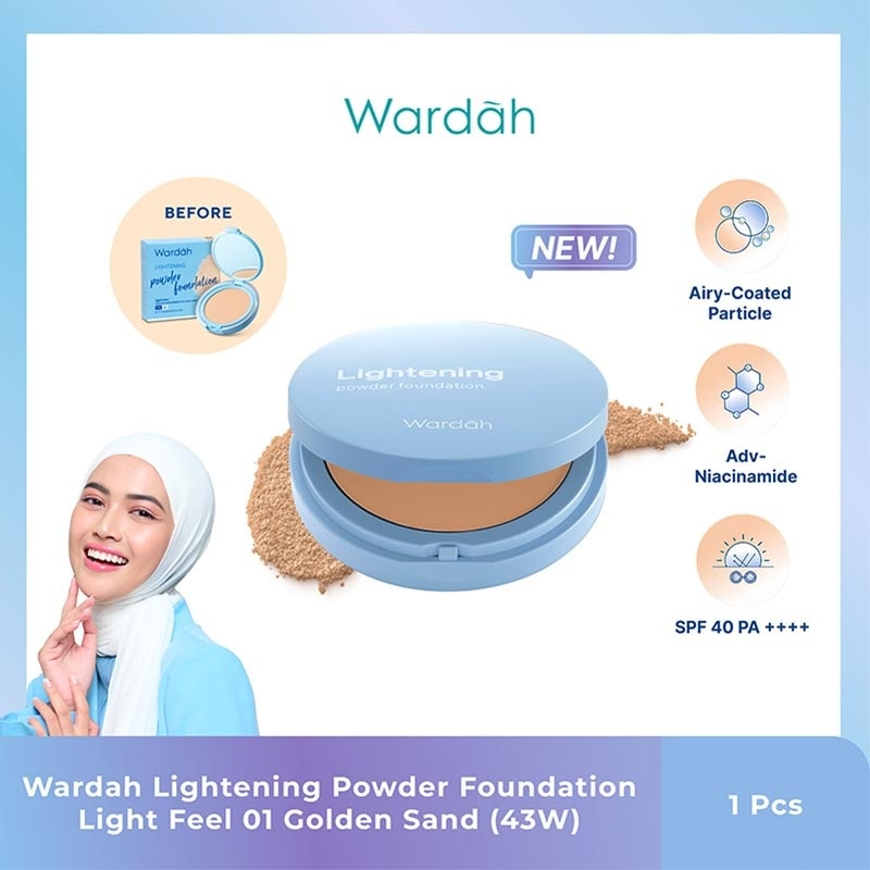 WARDAH Wardah Lightening Powder Foundation Light Feel 01 Golden Sand (43W) 12g