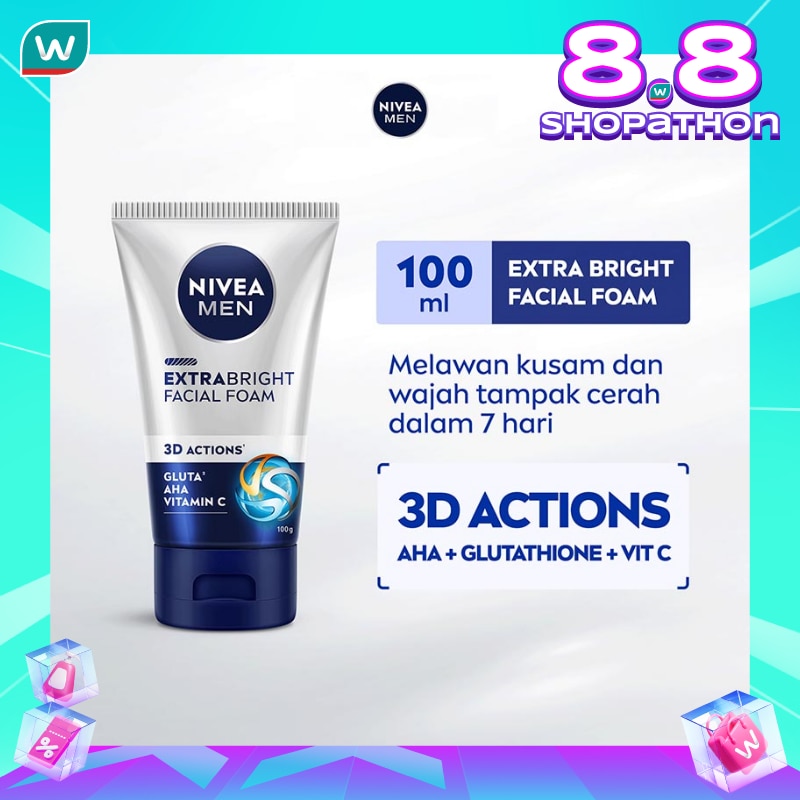 Promo Harga Nivea Men Facial Foam Dark Spot 100 ml - Watsons