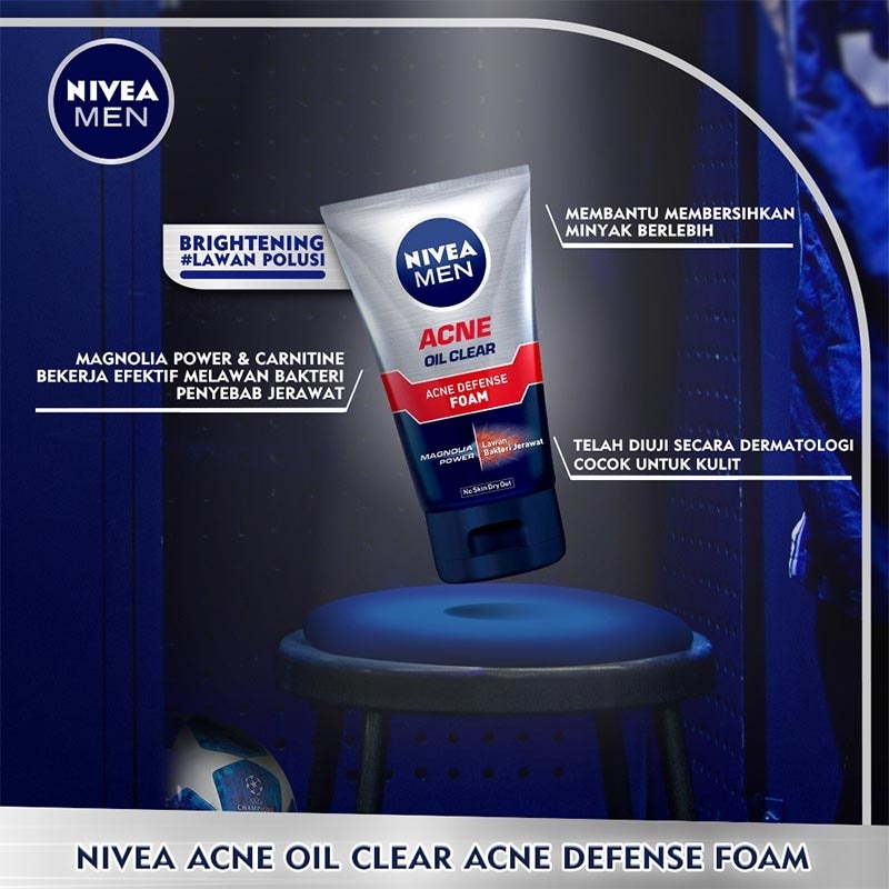 Nivea MEN Facial Foam Oil Clear Acne Defense 100ml