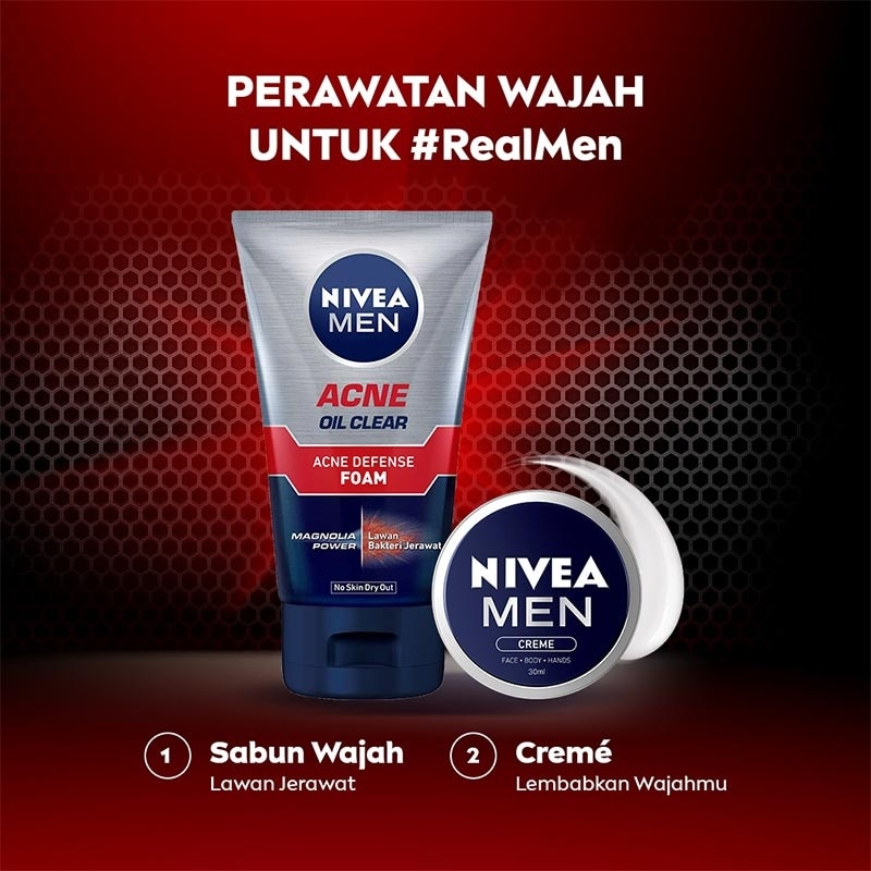 Nivea MEN Facial Foam Oil Clear Acne Defense 100ml