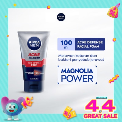 NIVEA - Nivea MEN Facial Foam Oil Clear Acne Defense 100ml