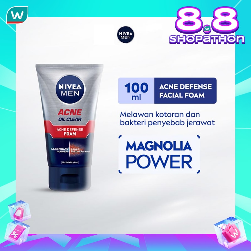 Promo Harga Nivea Men Facial Foam Bright Oil Clear Pore Minimizing Scrub 100 ml - Watsons