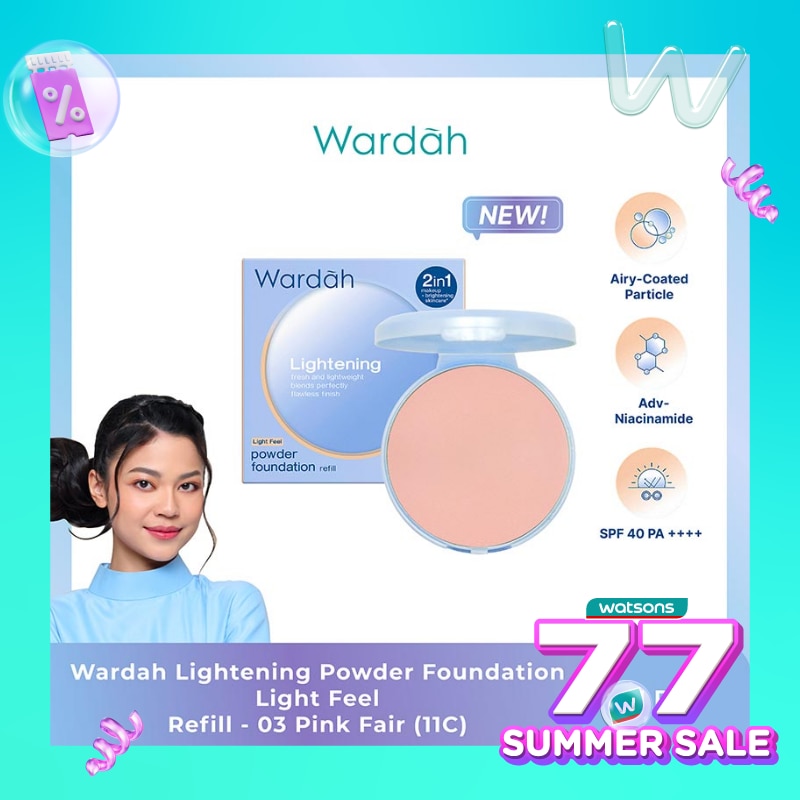 Wardah Refill Lightening Powder Foundation Light Feel 03 Pink Fair (11C) 12g