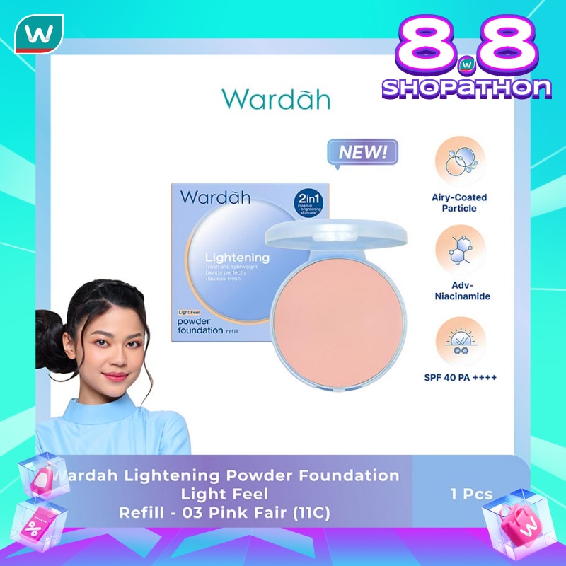 Wardah Refill Lightening Powder Foundation Light Feel 03 Pink Fair (11C) 12g