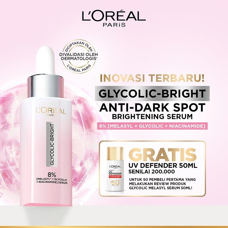 L'Oreal Paris Glycolic Bright 8% [MELASYL + GLYCOLIC + NIACINAMIDE] Anti-Dark Spot Brightening Serum 30ml